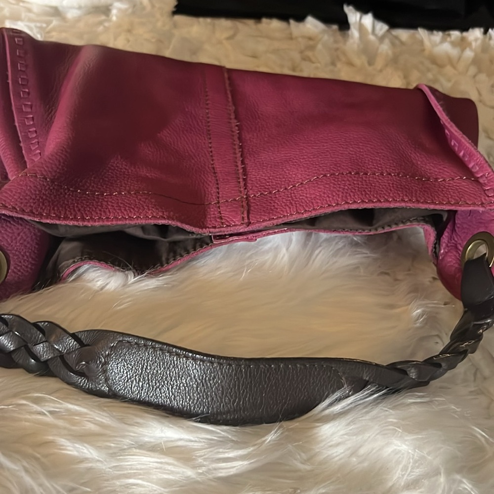 Lucky Brand Women's Dark Pink Slouchy Hobo Boho Bag Size 12" x 14" x 5" - Picture 4 of 12